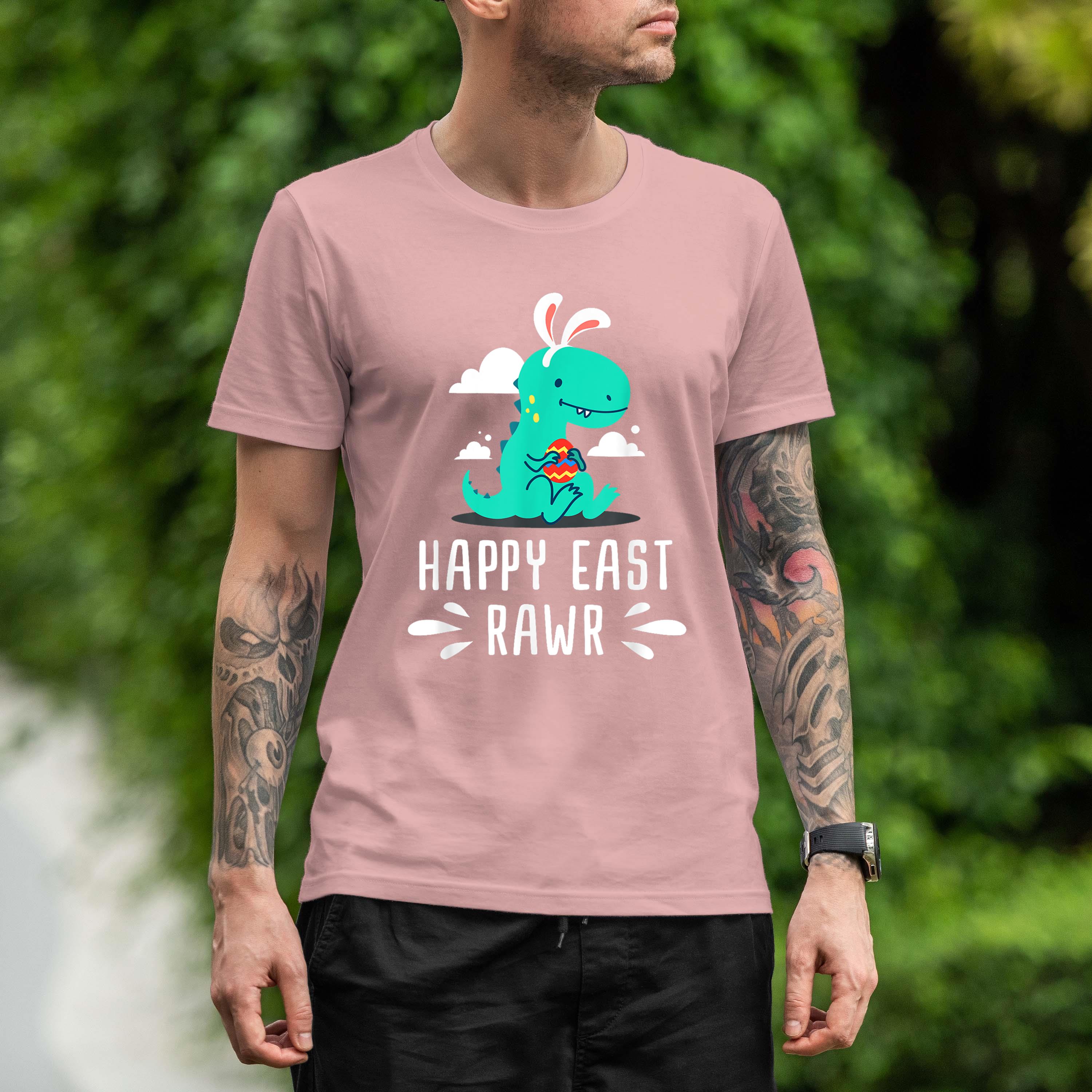 Kids T Rex Dino Easter Dinosaur Bunny Boys Girls Shirt 